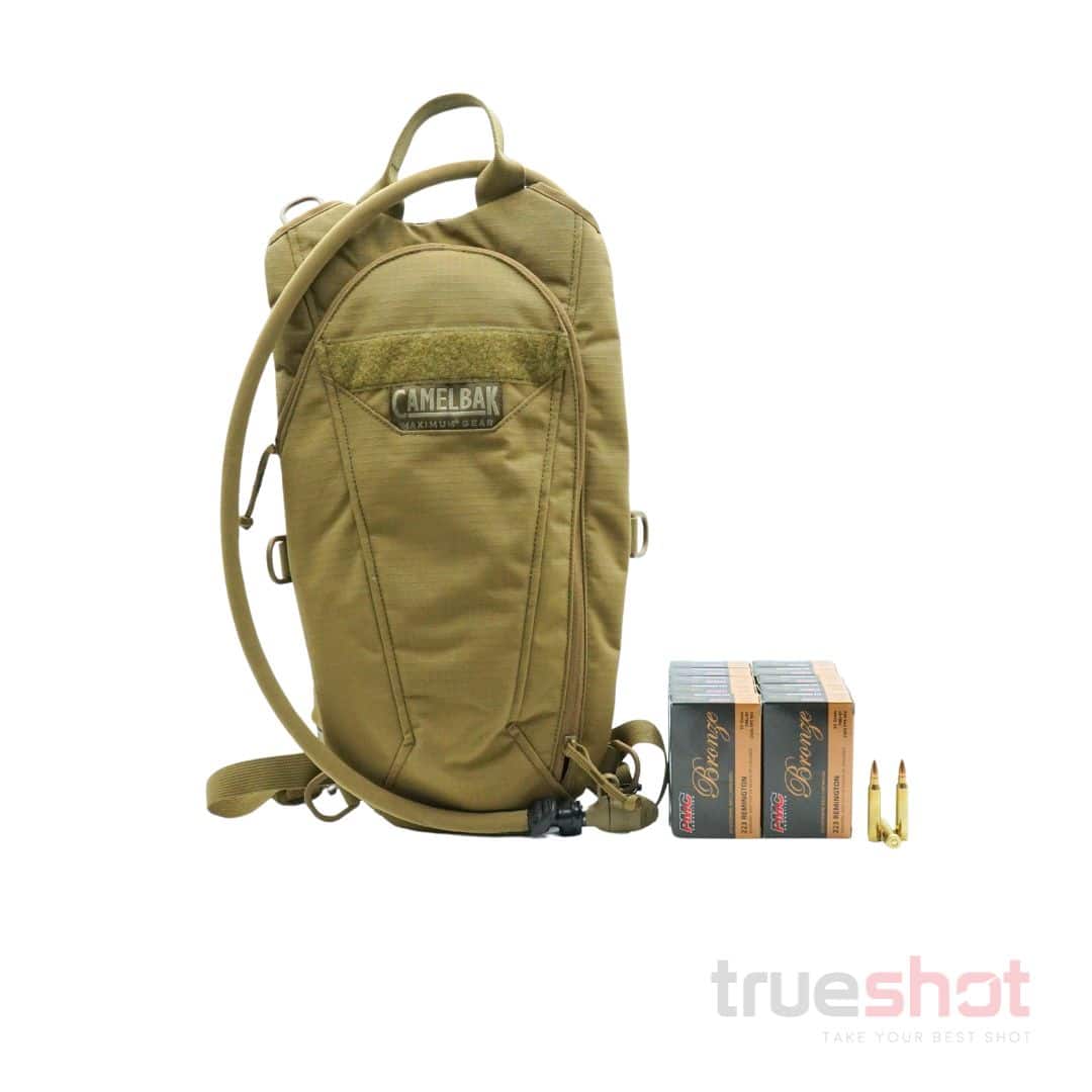 BUNDLE DEAL: Coyote CamelBak ThermoBak Minimalist Backpack with Reservoir and 200 Rounds of Ammo