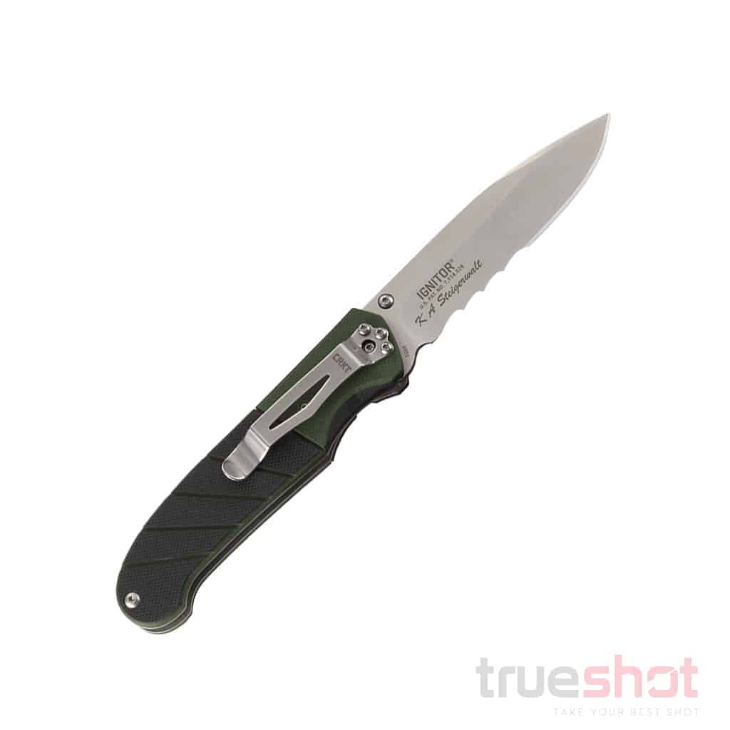 CRKT - Ignitor Serrated - Black/Green - G-10 - Stainless Steel - 3.38"