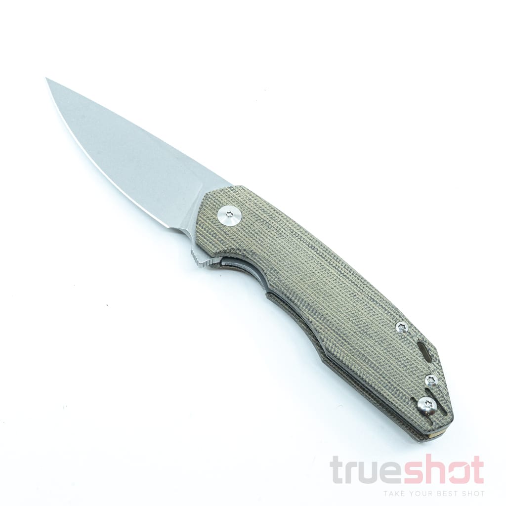 Giant Mouse ACE Corta, Green Micarta Stonewash 3.1 Inch Blade Length