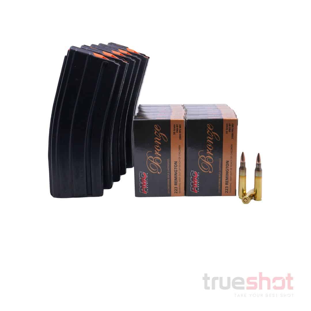 BUNDLE DEAL: 5 Black 30 Round Duramag Aluminum AR-15 Magazines and 200 Rounds of Ammo