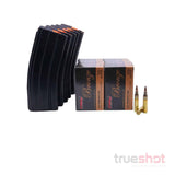 BUNDLE DEAL: 5 Black 30 Round Duramag Aluminum AR-15 Magazines and 200 Rounds of Ammo