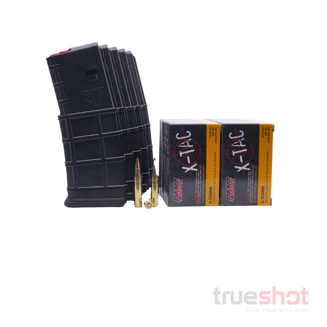 BUNDLE DEAL: 5 Black 30 Round ETS AR-15 Magazines and 200 Rounds of Ammo