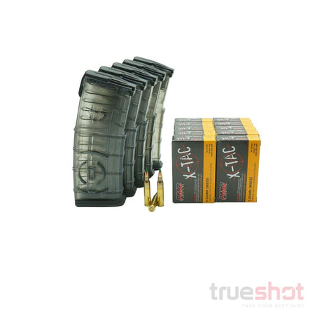 BUNDLE DEAL: 5 Clear 30 Round ETS Gen 2 AR-15 Magazines and 200 Rounds of Ammo