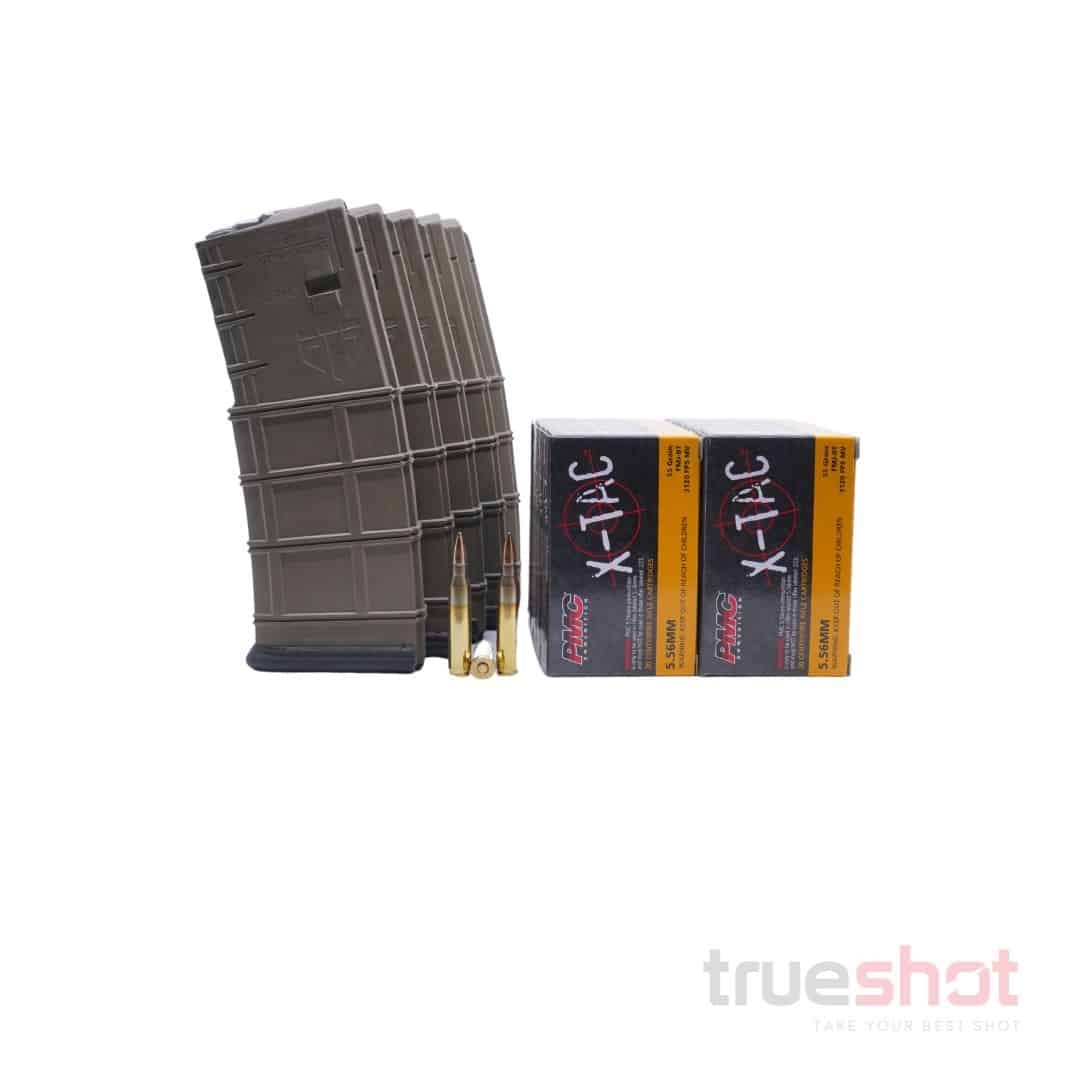 BUNDLE DEAL: 5 FDE 30 Round ETS AR-15 Magazines and 200 Rounds of Ammo