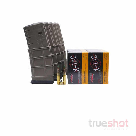 BUNDLE DEAL: 5 FDE 30 Round ETS AR-15 Magazines and 200 Rounds of Ammo