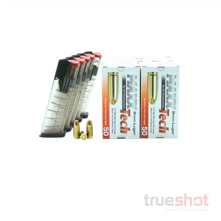 BUNDLE DEAL: 5 Clear 17 Round ETS P320 Magazines and 500 Rounds of Ammo