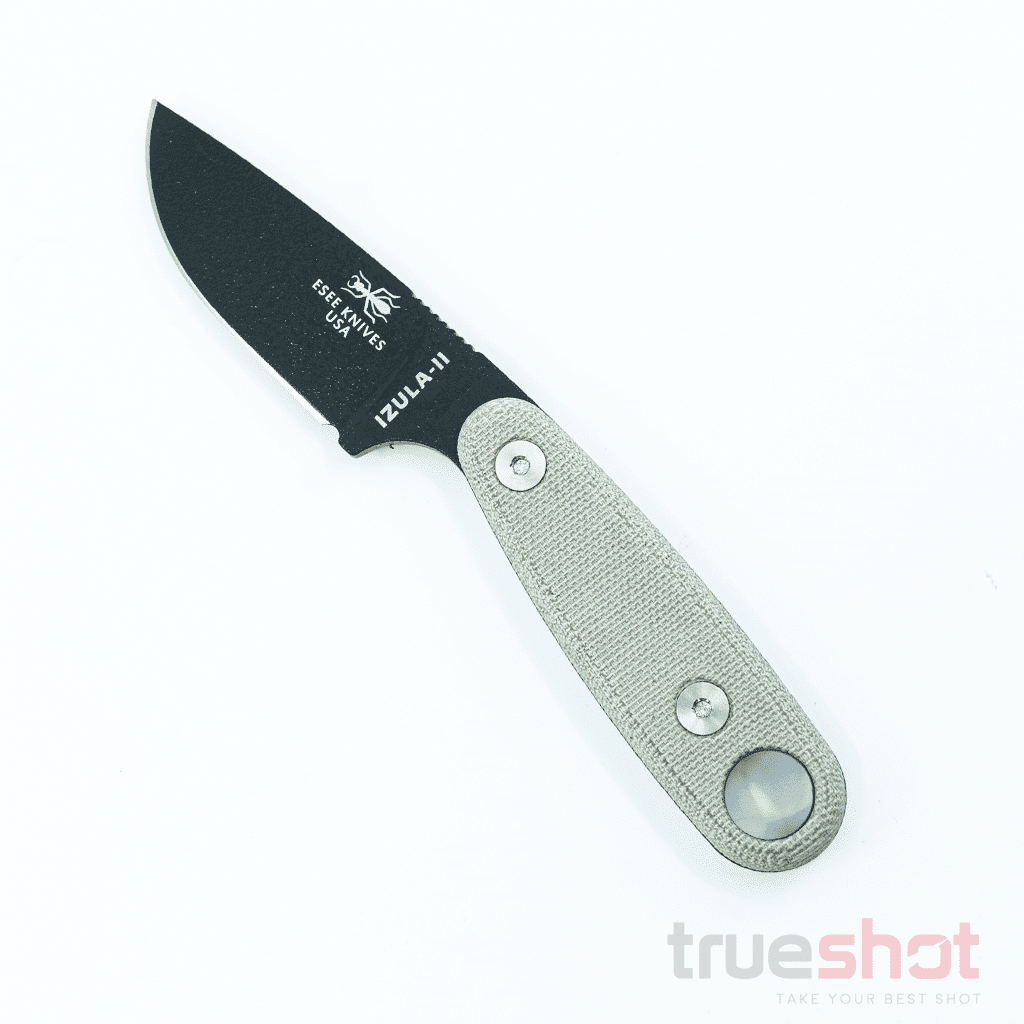 ESEE Knives - IZULA-II-B - Black Blade - Green Canvas Micarta Handle - 1095 - 2.8"