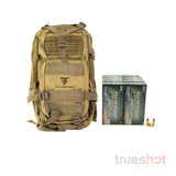 BUNDLE DEAL: Tan Full Forge Gear Backpack and 500 Rounds of Ammo