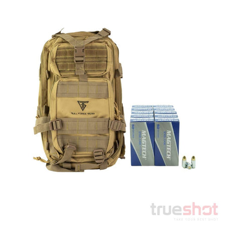 BUNDLE DEAL: Tan Full Forge Gear Backpack and 500 Rounds of Ammo