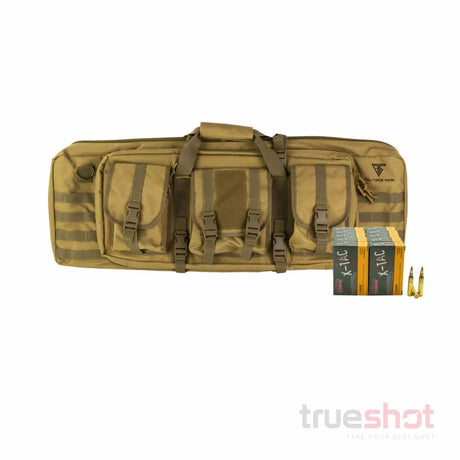 BUNDLE DEAL: Tan Full Forge Gear Torrent Double Rifle Case and 200 Rounds of Ammo