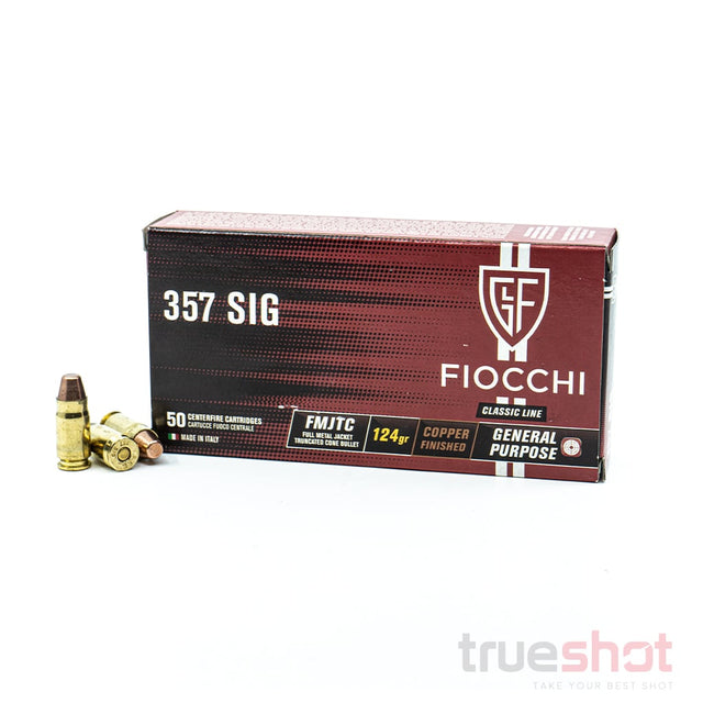 Fiocchi 357 Sig, 124 Grain, Full Metal Jacket FMJ, 50 Round Box