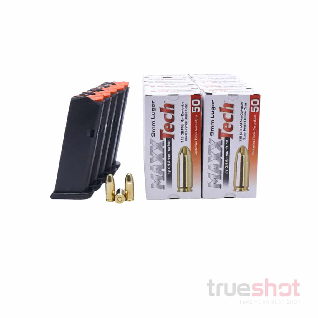 BUNDLE DEAL: 5 Black Glock 43X/48 Mags and 500 Rounds of Ammo