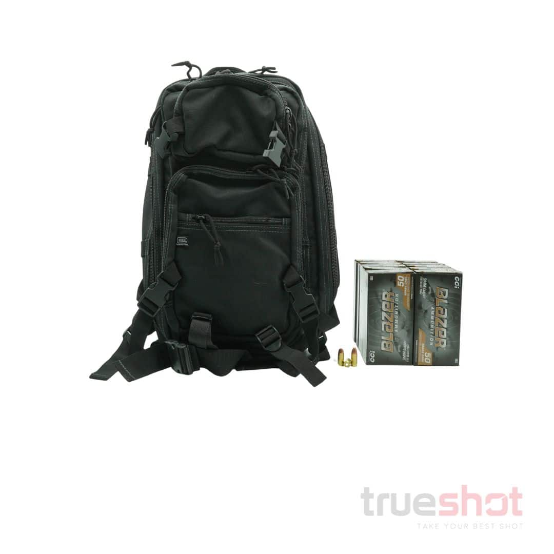 BUNDLE DEAL: Black Glock Multipurpose Backpack and 500 Rounds of Ammo