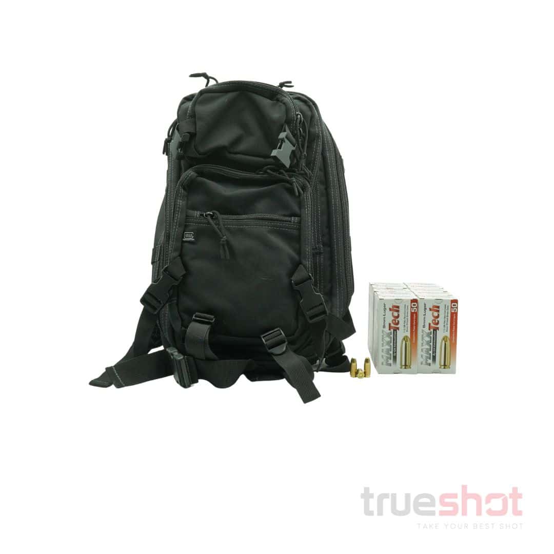 BUNDLE DEAL: Black Glock Multipurpose Backpack and 500 Rounds of Ammo