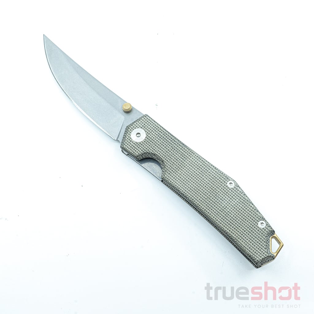 Giant Mouse ACE Clyde, Green Micarta, Stonewash, 3 Inch Blade Length