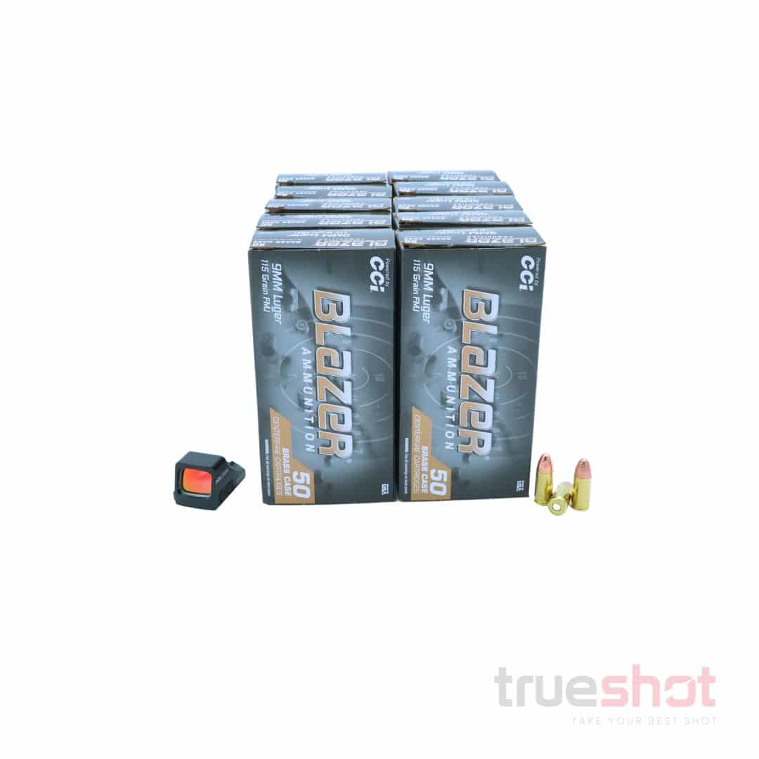 BUNDLE DEAL: Black Holosun 507k Red Dot Pistol Sight and 500 Rounds of Ammo