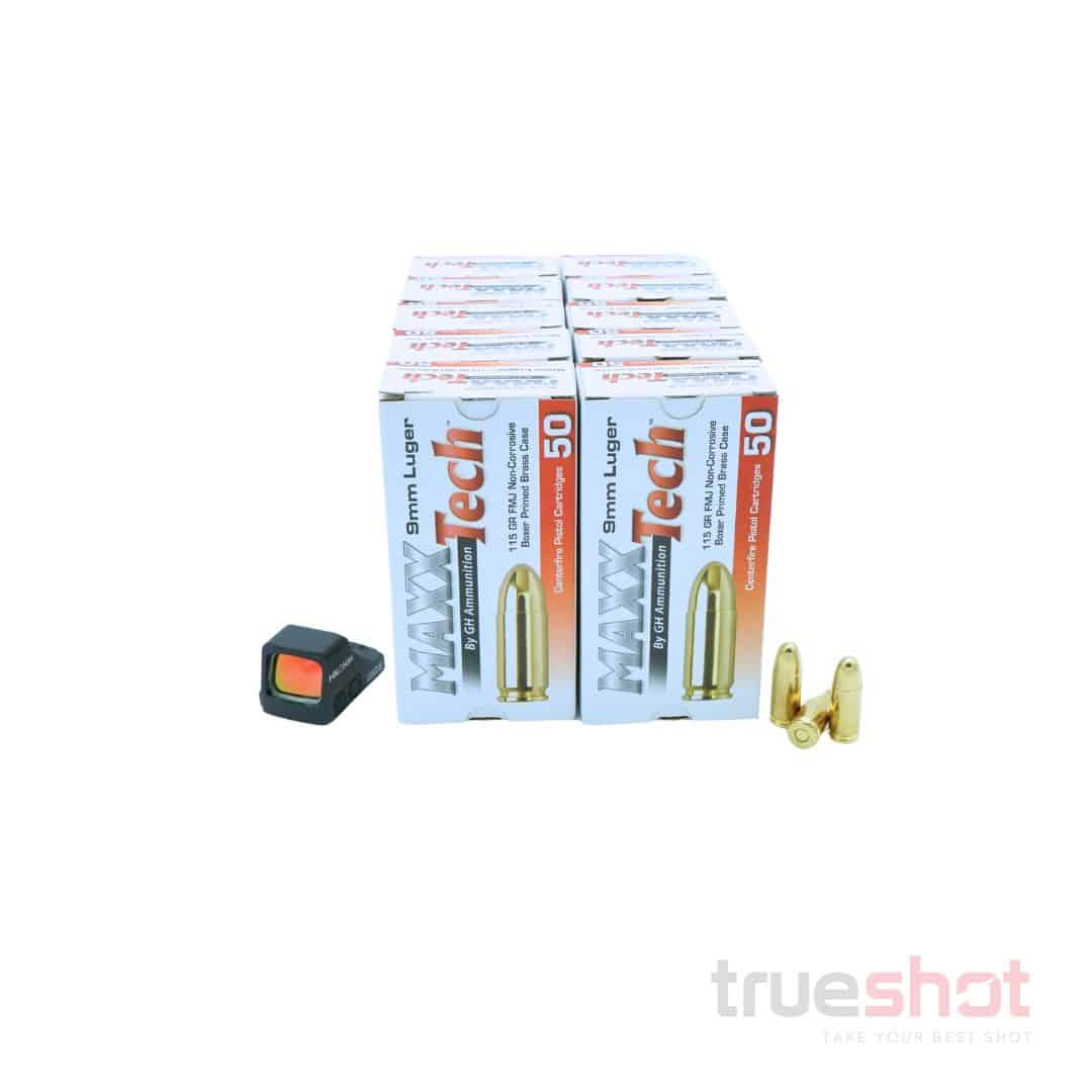 BUNDLE DEAL: Black Holosun 507k Red Dot Pistol Sight and 500 Rounds of Ammo