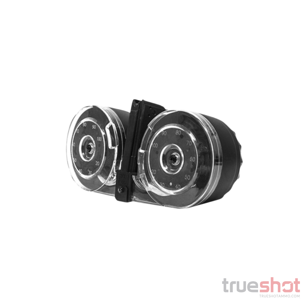 KCI - AR-15 - 223/5.56 - 100 Round - Clear / Black - Polymer Drum Magazine