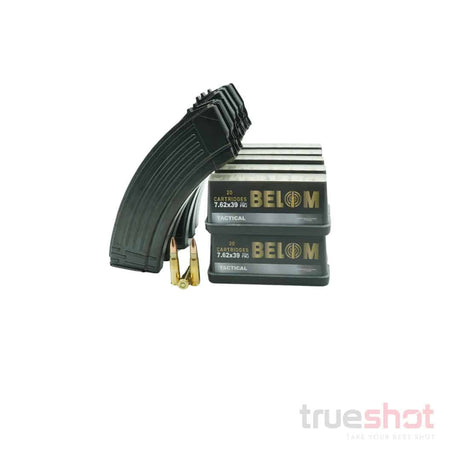 BUNDLE DEAL: 5 Black KCI Steel AK-47 Mags and 200 Rounds of Ammo