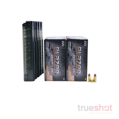 BUNDLE DEAL: 5 Translucent 30 Round KCI USA B&T APC9 Magazines and 500 Rounds of Ammo