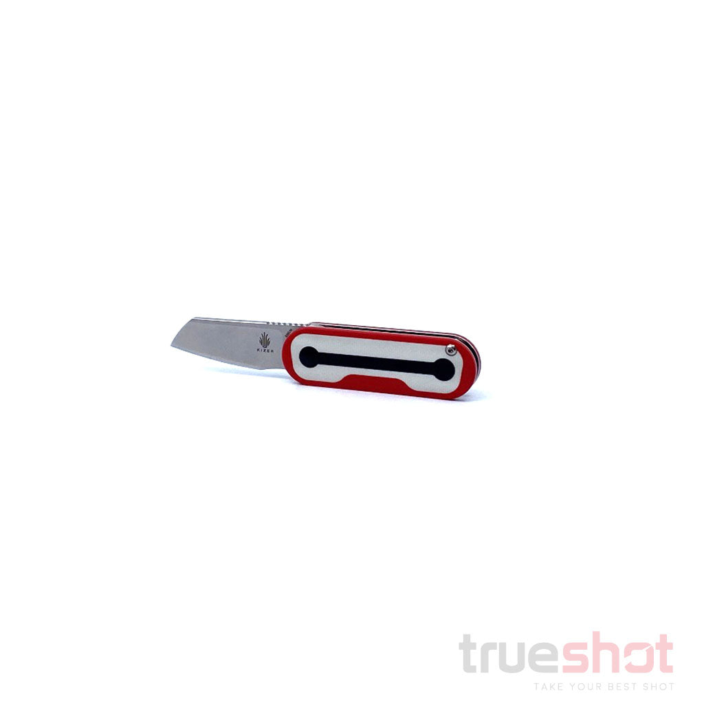 Kizer -  Mini Bay- Red - White  - G-10 - CPM S35VN - 1.875"