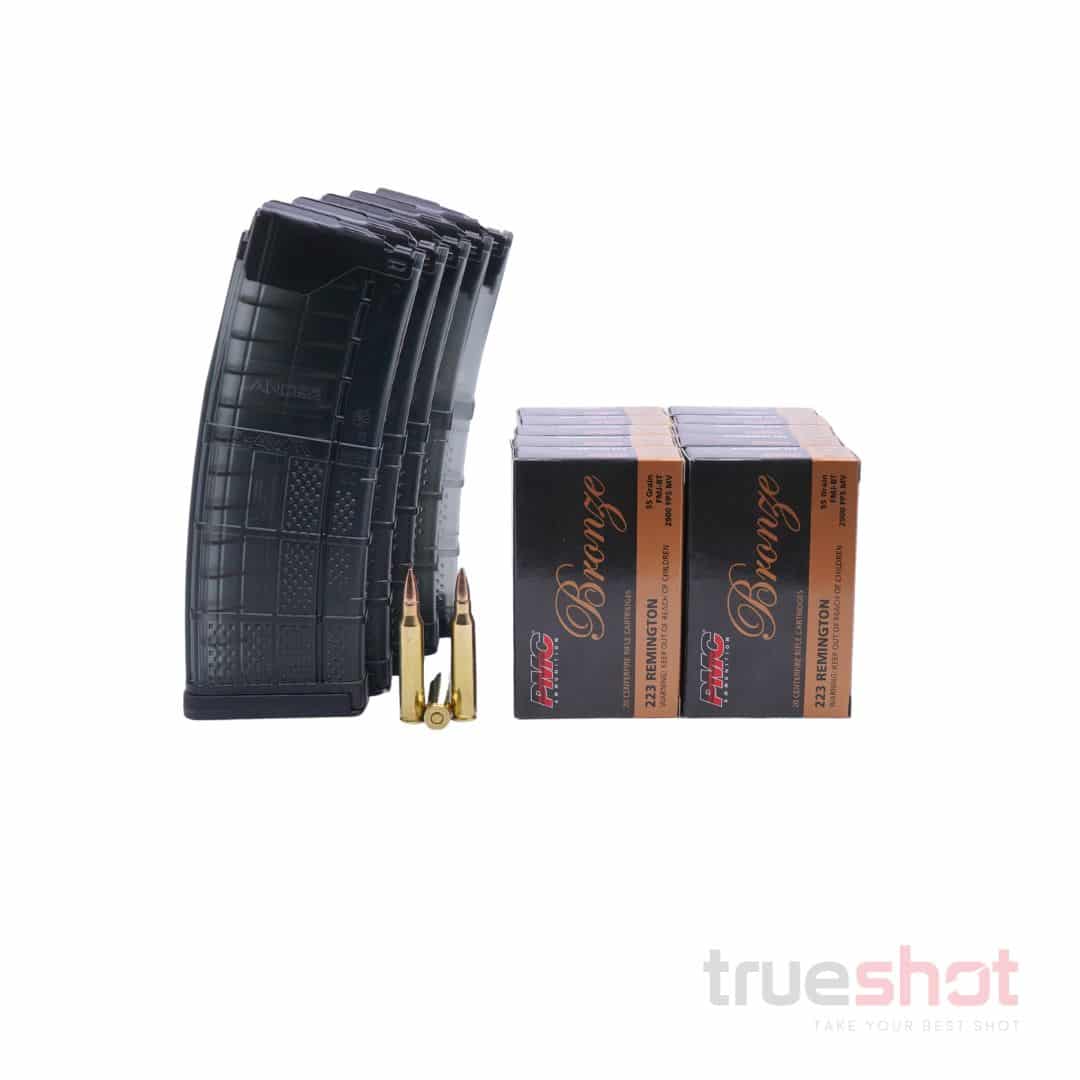 BUNDLE DEAL: 5 Translucent Smoke 30 Round Lancer L5 Advanced Warfighter Mags and 200 Rounds of Ammo