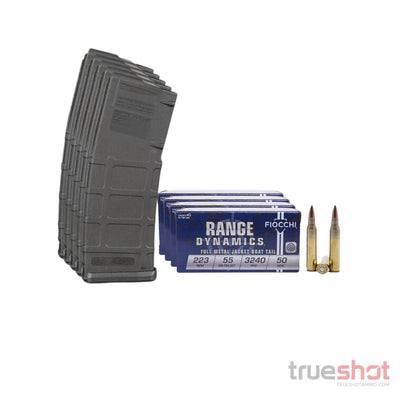 MAGAZINE DEAL: 5 x Magpul - PMAG MOE - Gen M2 - 223 Rem/556 NATO - Black and 200 Rounds of Fiocchi 223 - 55 Grain - FMJ Ammo
