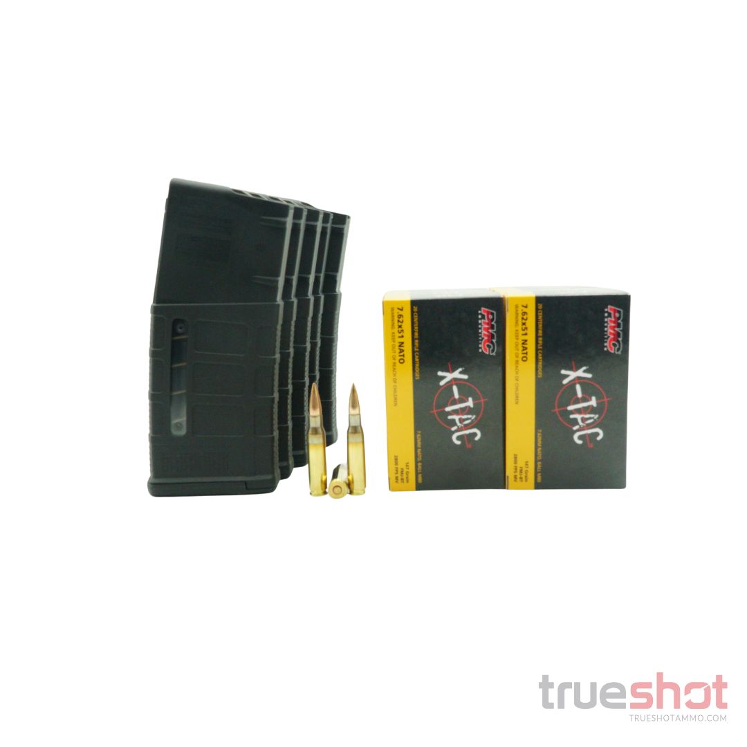 MAGAZINE DEAL: 5 Black 25 Round Magpul PMAG 308/7.62×51 AR-10 Magazines and 200 Rounds of Ammo