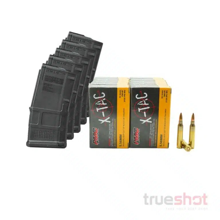 BUNDLE DEAL: 5 Black 20 Round Magpul AR-15 Magazine and 200 Rounds of Ammo