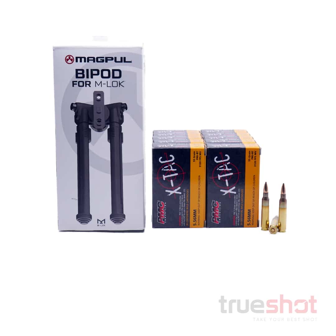 BUNDLE DEAL: Black Magpul MLOK Bipod and 200 Rounds of Ammo