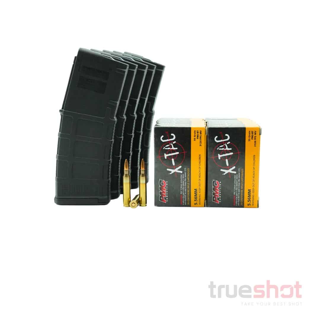BUNDLE DEAL: CA Legal - 5 Black 10 Round Magpul AR-15 Magazines and 200 Rounds of Ammo