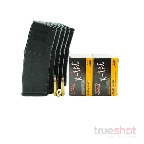 BUNDLE DEAL: CA Legal - 5 Black 10 Round Magpul AR-15 Magazines and 200 Rounds of Ammo