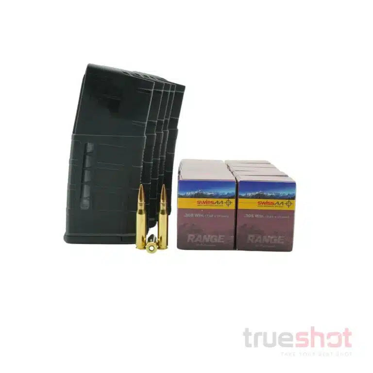 BUNDLE DEAL: 5 Black 25 Round Magpul PMAG 308/7.62×51 AR-10 Magazines and 200 Rounds of Ammo