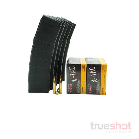 BUNDLE DEAL: 5 BLACK MAGPUL PMAG 40 AR/M4 GEN 3 40 ROUND MAGAZINES AND 200 ROUNDS OF AMMO