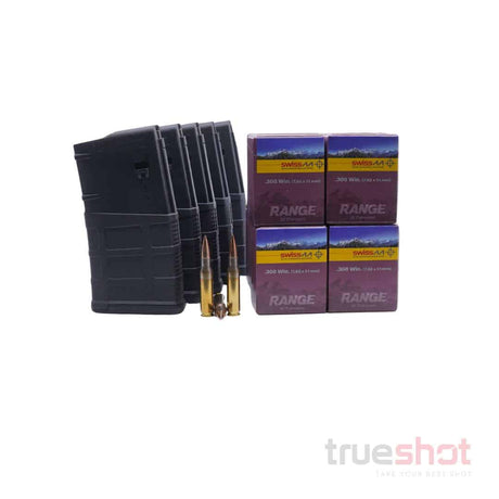 BUNDLE DEAL: 5 Black 20 Round Magpul M3 AR-10 PMAGs and 200 Rounds of Ammo