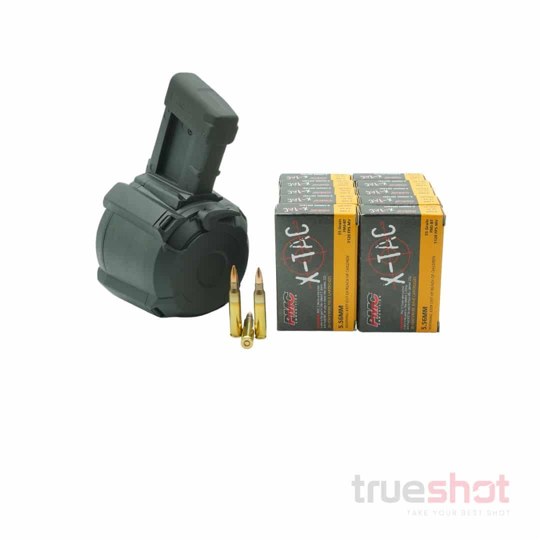 BUNDLE DEAL: Black 60 Round Magpul PMAG D-60 Drum Magazine and 200 Rounds of Ammo