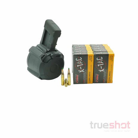 BUNDLE DEAL: Black 60 Round Magpul PMAG D-60 Drum Magazine and 200 Rounds of Ammo