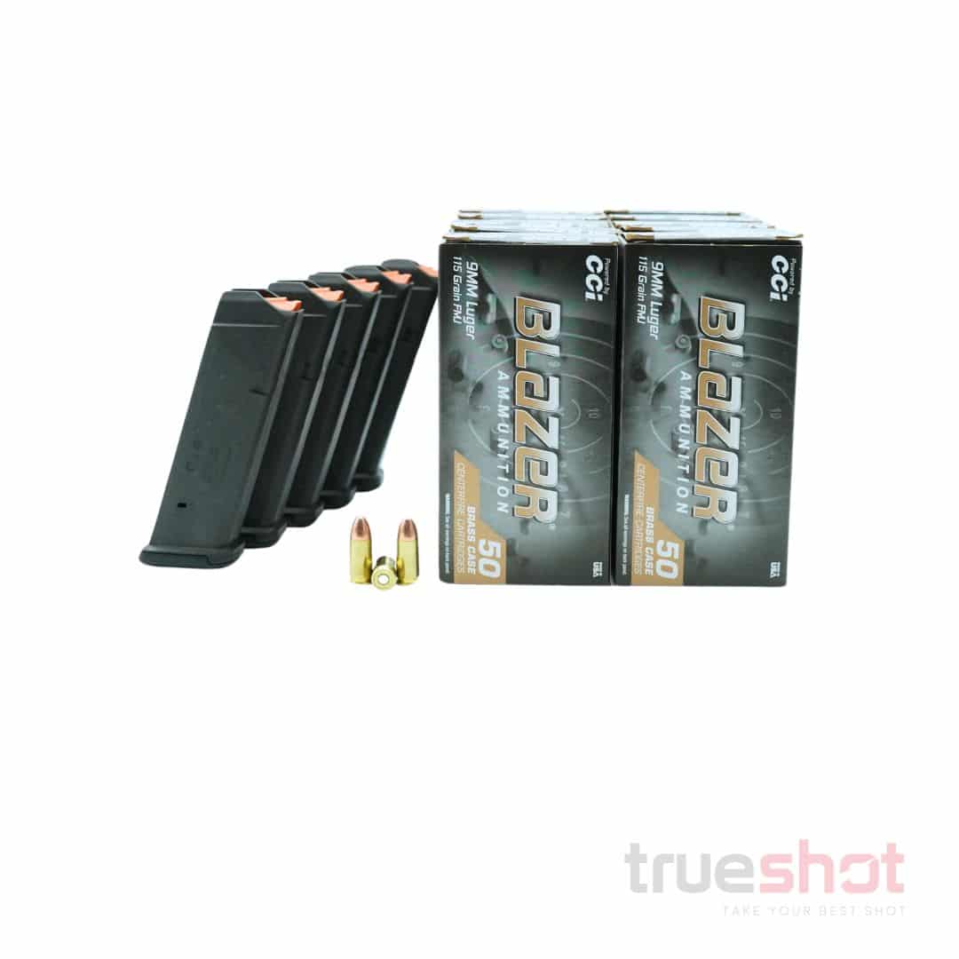 BUNDLE DEAL: 5 Magpul 17 Round Glock Magazines and 500 Rounds of Ammo