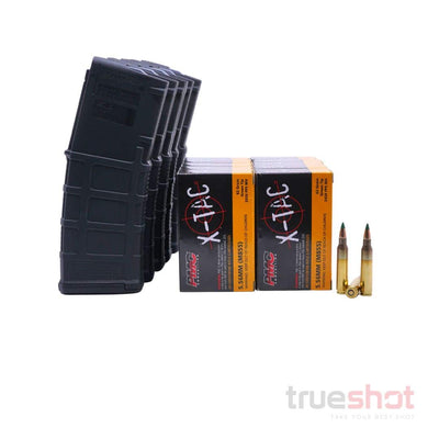 MAGAZINE DEAL: 5 Black 30 Round Magpul M3 AR-15 PMAGs and 200 Rounds of Ammo