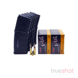 BUNDLE DEAL: 5 Black 30 Round Magpul M3 AR-15 Window PMAGs and 200 Rounds of Ammo