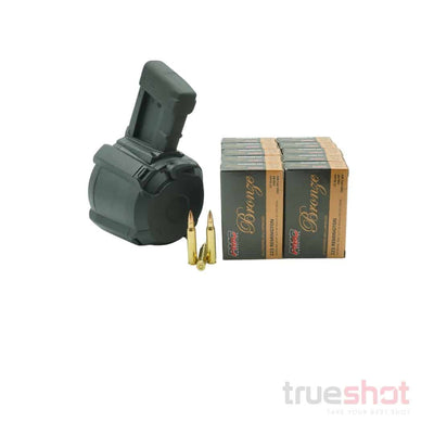 MAGAZINE DEAL: Black 60 Round Magpul PMAG D-60 Drum Magazine and 200 Rounds of Ammo