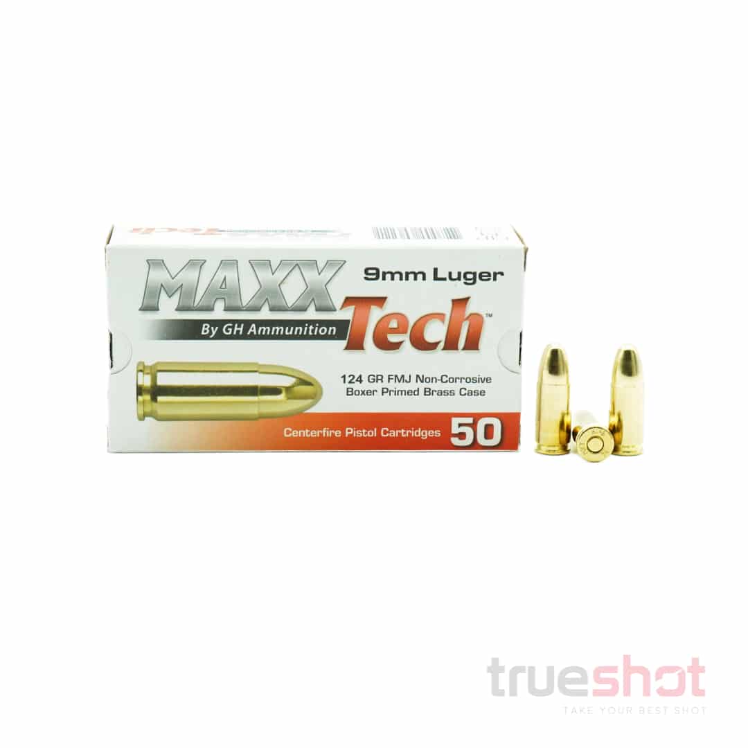 Maxxtech 9mm 124 Grain FMJ ammunition