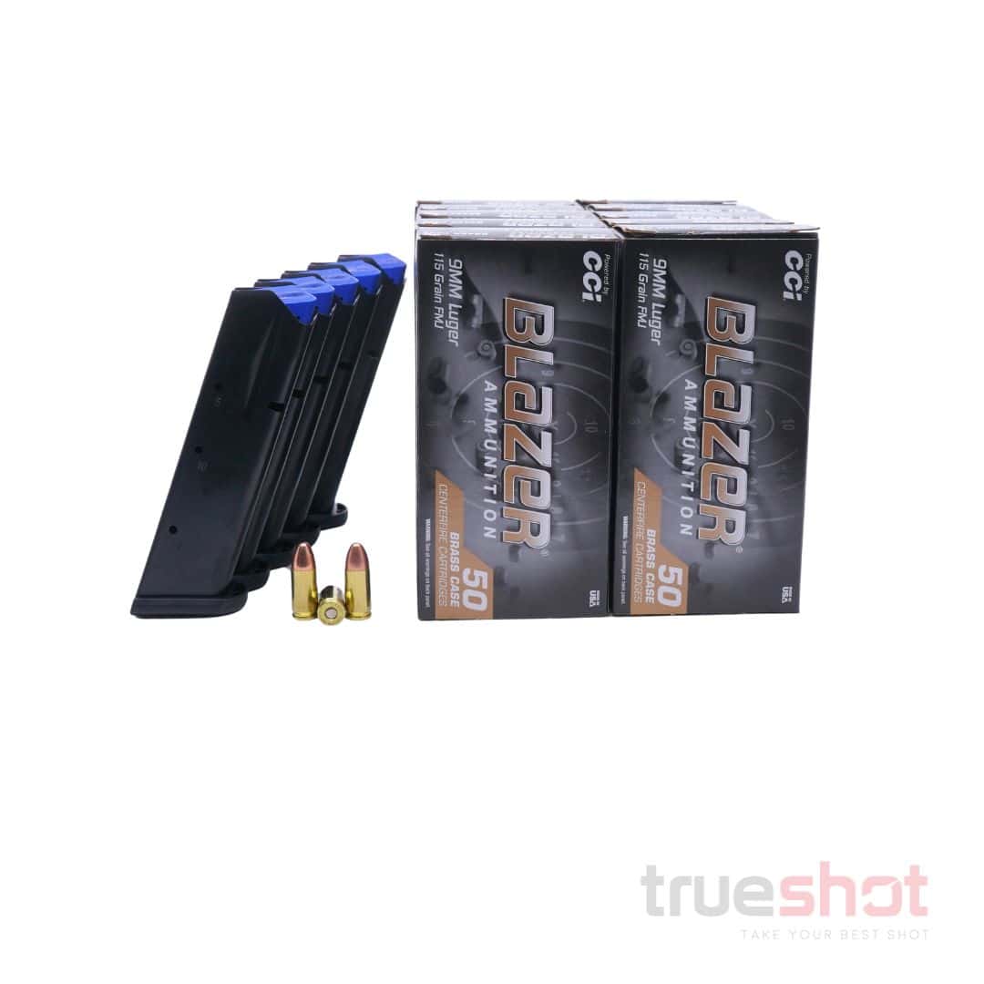 BUNDLE DEAL: 5 Black 17 Round Mec-Gar CZ-75 Mags and 500 Rounds of Ammo