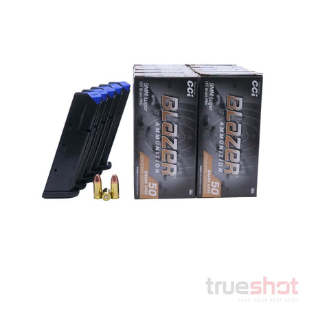 BUNDLE DEAL: 5 Black 17 Round Mec-Gar CZ-75 Mags and 500 Rounds of Ammo