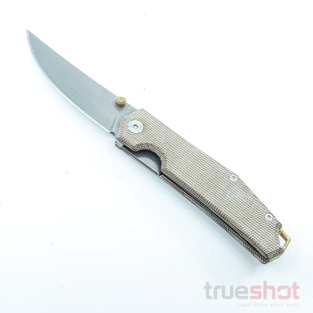 Giant Mouse ACE Cylde, Natural Micarta, Stonewash 3 Inch Blade Length