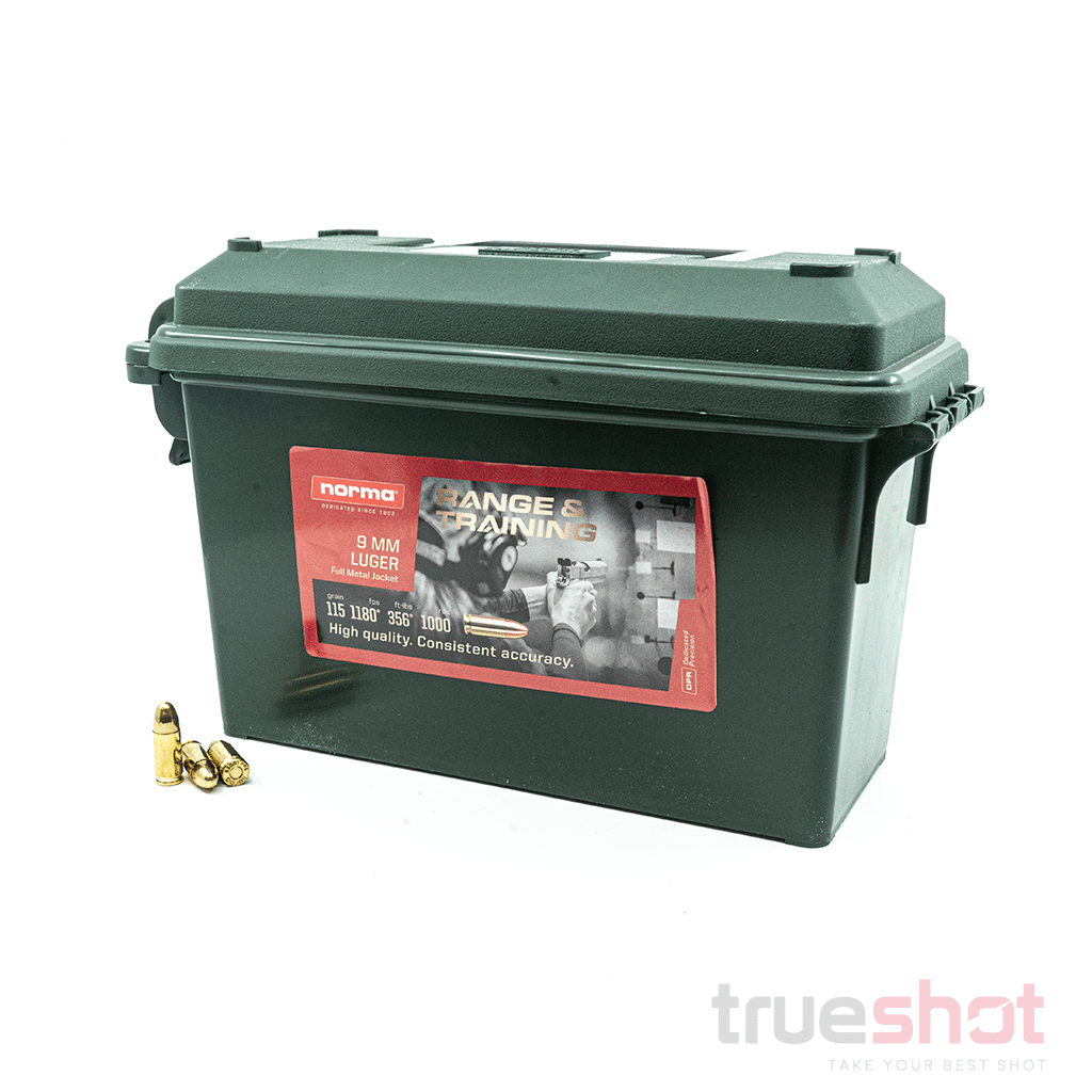 Norma 9mm Ammo 115 Grain FMJ with Ammo Can