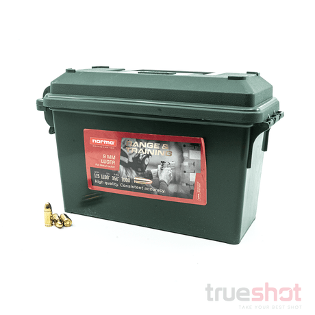 Norma 9mm Ammo 115 Grain FMJ with Ammo Can