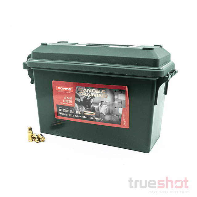 Norma 9mm Ammo 115 Grain FMJ with Ammo Can