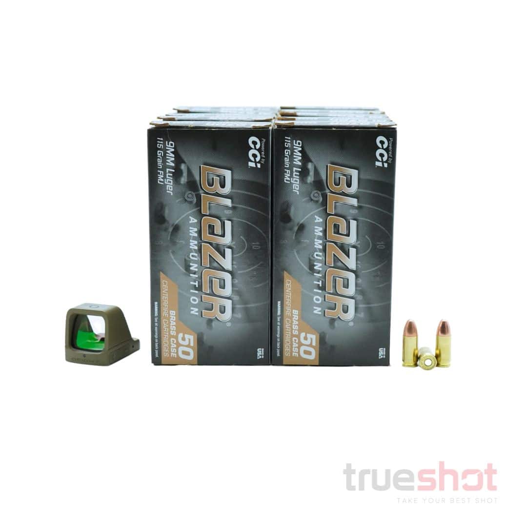 BUNDLE DEAL: Tan Osight X Green Dot Pistol and 500 Rounds of Ammo