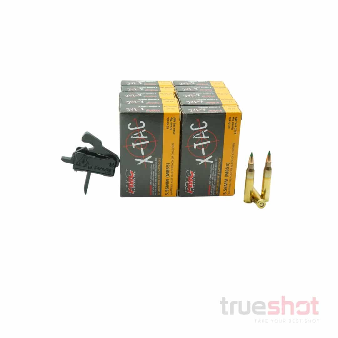 BUNDLE DEAL: Rise Rave 140 Flat Drop in AR-15 Trigger and 200 Rounds of Ammo
